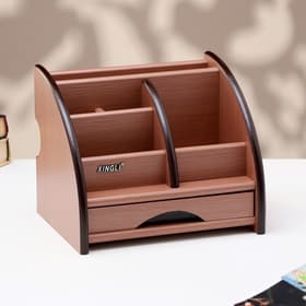 Органайзер 5 секций, 1 выдвижной ящик, серия Ясень шимо темный с кантом темным, 16×20.5