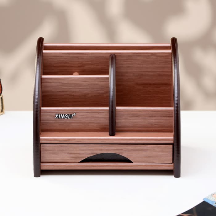 Органайзер 5 секций, 1 выдвижной ящик, серия Ясень шимо темный с кантом темным, 16×20.5