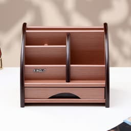 Органайзер 5 секций, 1 выдвижной ящик, серия Ясень шимо темный с кантом темным, 16×20.5