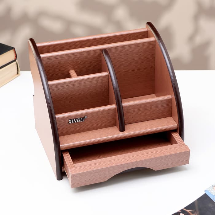 Органайзер 5 секций, 1 выдвижной ящик, серия Ясень шимо темный с кантом темным, 16×20.5