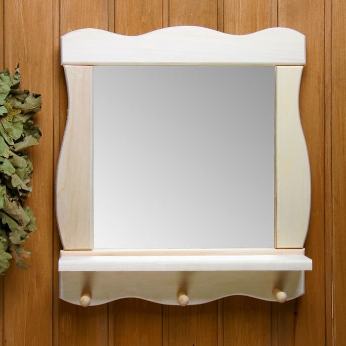 Зеркало для бани и сауны «Жизнь», 43×47×12 см, настенное, с полкой