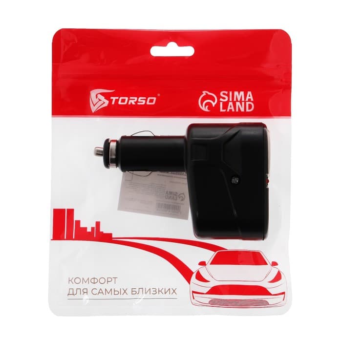 Разветвитель гнезда прикуривателя TORSO, 2 гнезда, 12/24 В