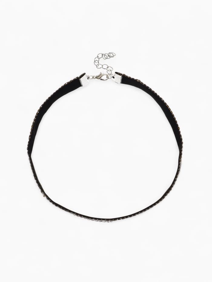 Чокер «Грация искр», тонкий, цвет черно-серебряный, L=30 см
