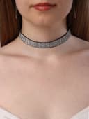 Чокер «Грация искр», тонкий, цвет черно-серебряный, L=30 см