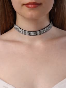 Чокер «Грация искр», тонкий, цвет черно-серебряный, L=30 см