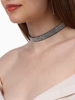 Чокер «Грация искр», тонкий, цвет черно-серебряный, L=30 см