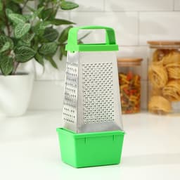 Тёрка с контейнером КВАРЦ «Универсал», 4 грани, 450 мл, 27×12 см, металл, МИКС