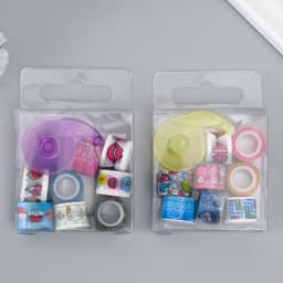 Клейкая лента декоративная с держателем, набор 8 шт., ш. 1.2 см, дл. 2.8 м, МИКС