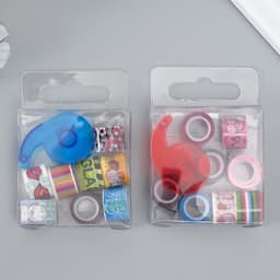 Клейкая лента декоративная с держателем, набор 8 шт., ш. 1.2 см, дл. 2.8 м, МИКС