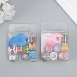 Клейкая лента декоративная с держателем, набор 8 шт., ш. 1.2 см, дл. 2.8 м, МИКС