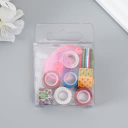 Клейкая лента декоративная с держателем, набор 8 шт., ш. 1.2 см, дл. 2.8 м, МИКС