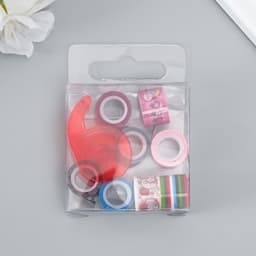 Клейкая лента декоративная с держателем, набор 8 шт., ш. 1.2 см, дл. 2.8 м, МИКС