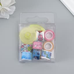 Клейкая лента декоративная с держателем, набор 8 шт., ш. 1.2 см, дл. 2.8 м, МИКС