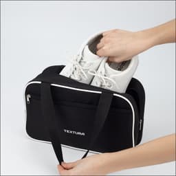 Сумка для обуви TEXTURA, на молнии наружный карман, размер 33×10×20 см, чёрная/белая