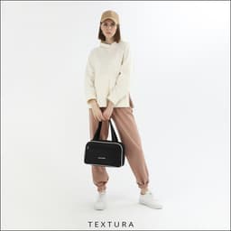 Сумка для обуви TEXTURA, на молнии наружный карман, размер 33×10×20 см, чёрная/белая