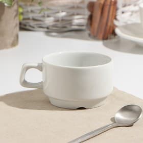 Чашка Дулевский фарфор «Белая», 170 мл, d=8.3 см, штабелируемая, белая