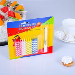 Свеча для торта, набор 12 витых, 1 музыкальная