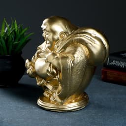 Копилка для денег «Хотей с мешком», гипс, золото, 22×22 см