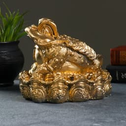 Копилка для денег «Жаба фэн-шуй», гипс, 18×18 см, золото