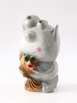 Копилка для денег «Кот с рыбкой», гипс, серый, 16×14×25.5 см, МИКС