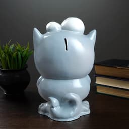 Копилка для денег «Кот с рыбкой», гипс, серый, 16×14×25.5 см, МИКС
