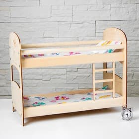 Кроватка для кукол «2-х ярусная», с постельным бельём