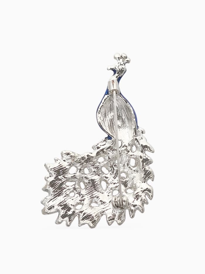 Брошь «Павлин роскошный», разноцветная в серебре