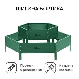 Клумба оцинкованная, 2 яруса, d=60–100 см, высота бортика 30 см, зелёная, Greengo