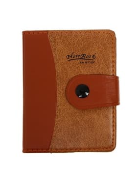 Записная книжка А7, 72 листа, с ручкой, обложка ПВХ. на кнопке, коричневая