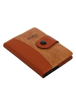 Записная книжка А7, 72 листа, с ручкой, обложка ПВХ. на кнопке, коричневая