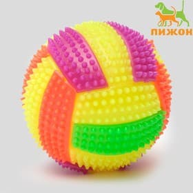 Мяч для собак «Водное поло», 7 см, светящийся, с пищалкой, TPR, цвет МИКС