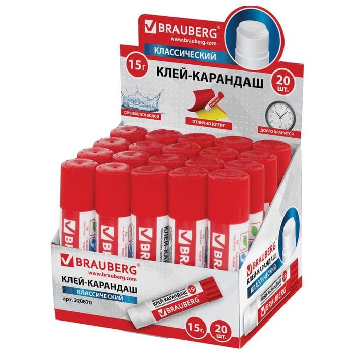 Клей-карандаш BRAUBERG, 15 г