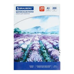 Бумага для акварели А3, 297×420 мм, 20 листов, блок 200 г/м², бумага по ГОСТ 7277-77