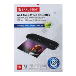 Пленка для ламинирования A4 216×303 мм, 100 мкм, 100 штук, глянцевые, BRAUBERG