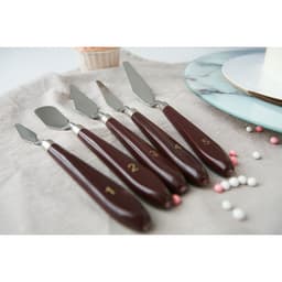 Лопатки - мастихины кондитерские Доляна, 22×2×1.5 см, набор 5 шт., нержавеющая сталь, коричневые