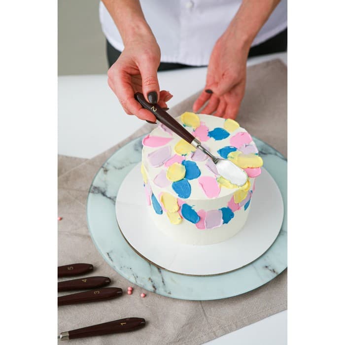 Лопатки - мастихины кондитерские Доляна, 22×2×1.5 см, набор 5 шт., нержавеющая сталь, коричневые