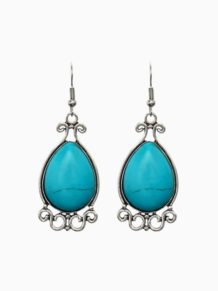 Серьги «Бирюзовый мир», капля, голубые в чернёном серебре