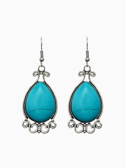 Серьги «Бирюзовый мир», капля, голубые в чернёном серебре