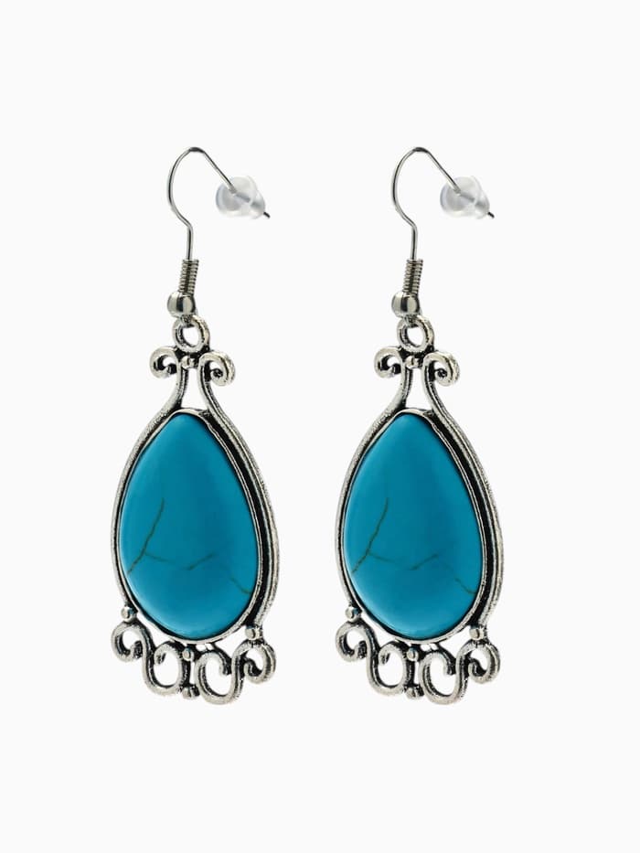 Серьги «Бирюзовый мир», капля, голубые в чернёном серебре