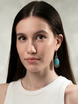 Серьги «Бирюзовый мир», капля, голубые в чернёном серебре