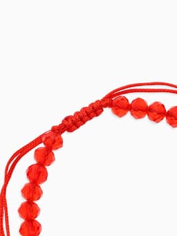 Браслет-оберег «Красная нить», рука счастья Хамса, хрусталики, синий в чернёном серебре, d=8 см