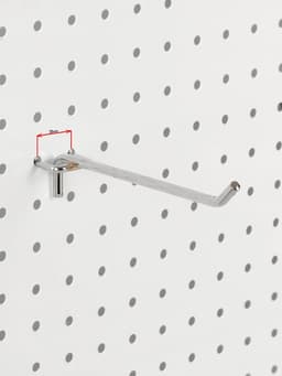 Крючок одинарный для металлической перфорированной панели, d=6 мм, L=15 см, шаг 25 мм, цвет хром