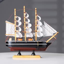 Сувенирная модель корабля «Ковда», борта чёрные с белыми полосами, паруса белые, 5.5×24×22 см