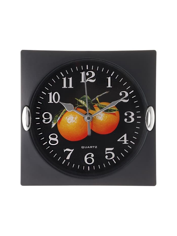 Часы настенные для кухни «Фрукты», для дома и дачи, 15×15 см, d=13 см, чёрные