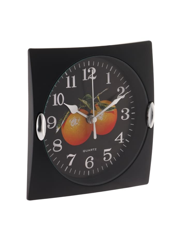 Часы настенные для кухни «Фрукты», для дома и дачи, 15×15 см, d=13 см, чёрные