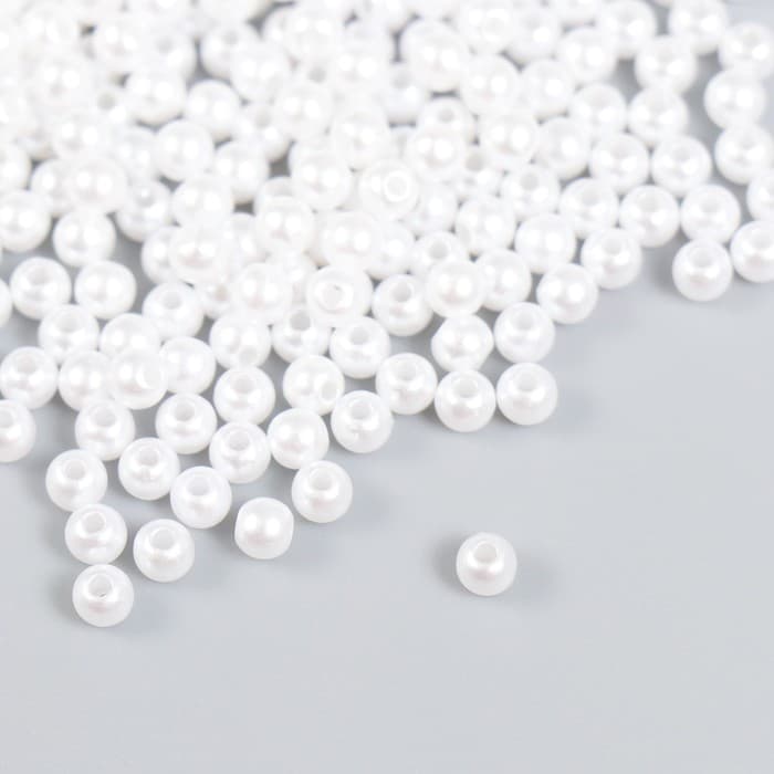 Бусины для творчества «Жемчуг», белый d=0.4 см, 20 г
