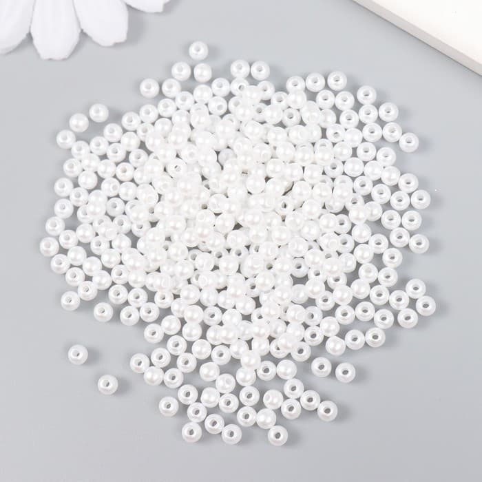 Бусины для творчества «Жемчуг», белый d=0.4 см, 20 г