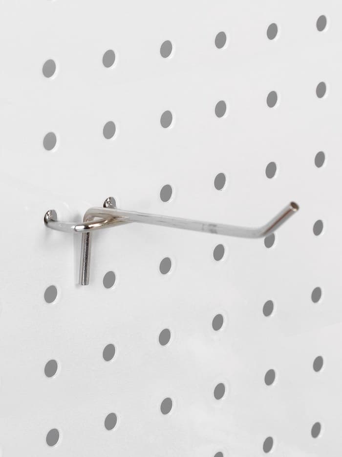 Крючок одинарный для металлической перфорированной панели, d=3.5 мм, L=10 см, цвет хром