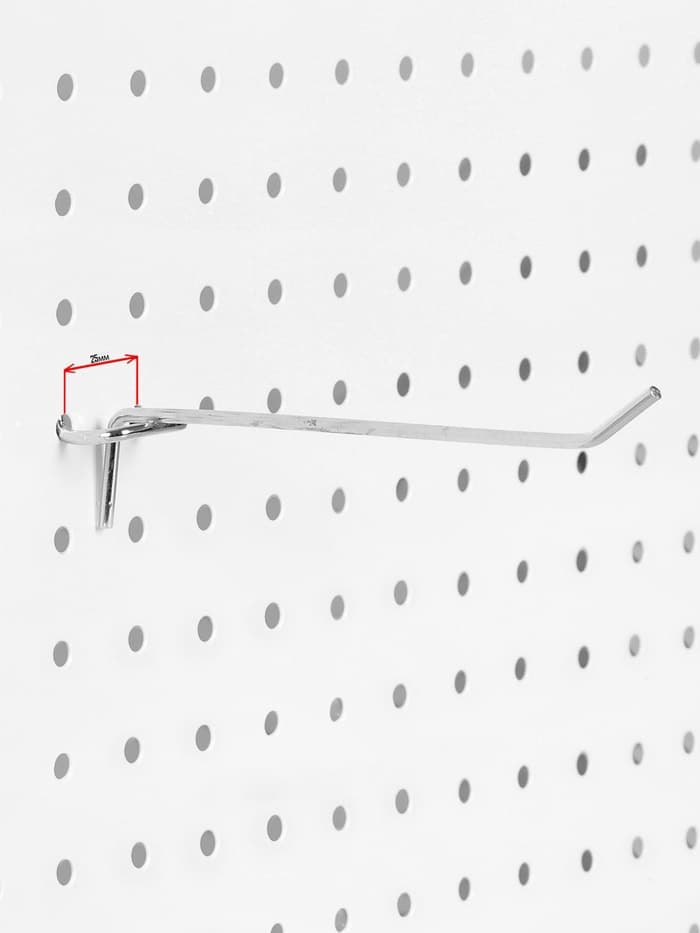 Крючок одинарный для металлической перфорированной панели, d=3.5 мм, L=5.5 см, цвет хром