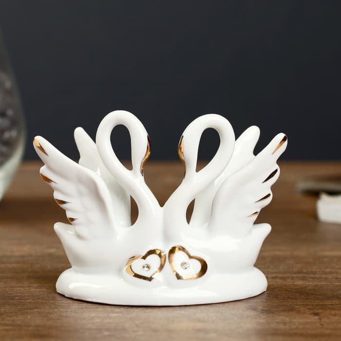Фигурка под фарфор «2 лебедя изящество», стразы, 10×5×9 см